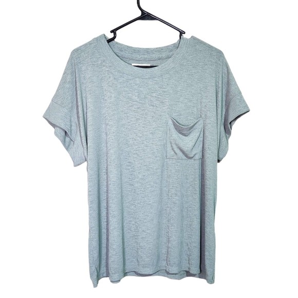Madewell Tops - MADEWELL Womens Ribbed Green Eastover Pocket Tee Size Large